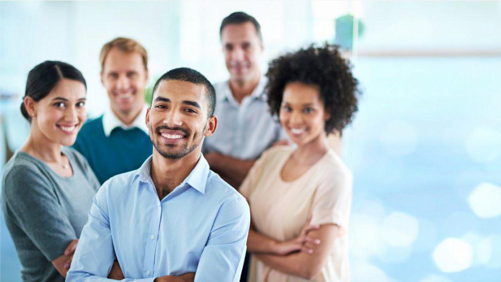 Group of smiling employees